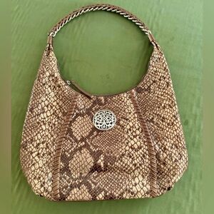 Beautiful Brighton 'Nora' browns/bronze embossed snakeskin hobo handbag.